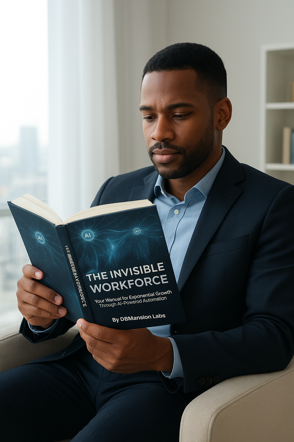 Entrepreneur reading book